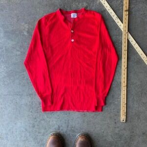80s sears red thermal henley